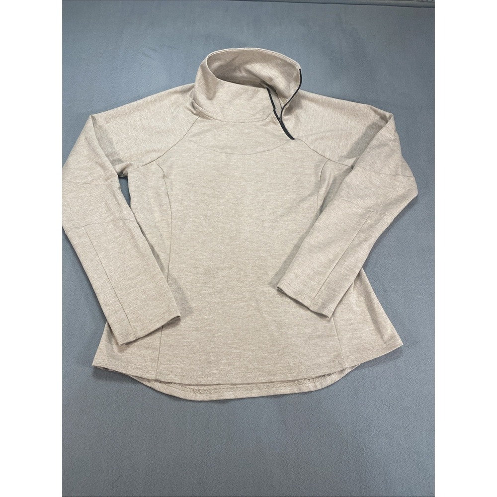 Prana Womens XL Bourke Top Asymmetric Zip Funnel Neck Light Brown Gorpcore